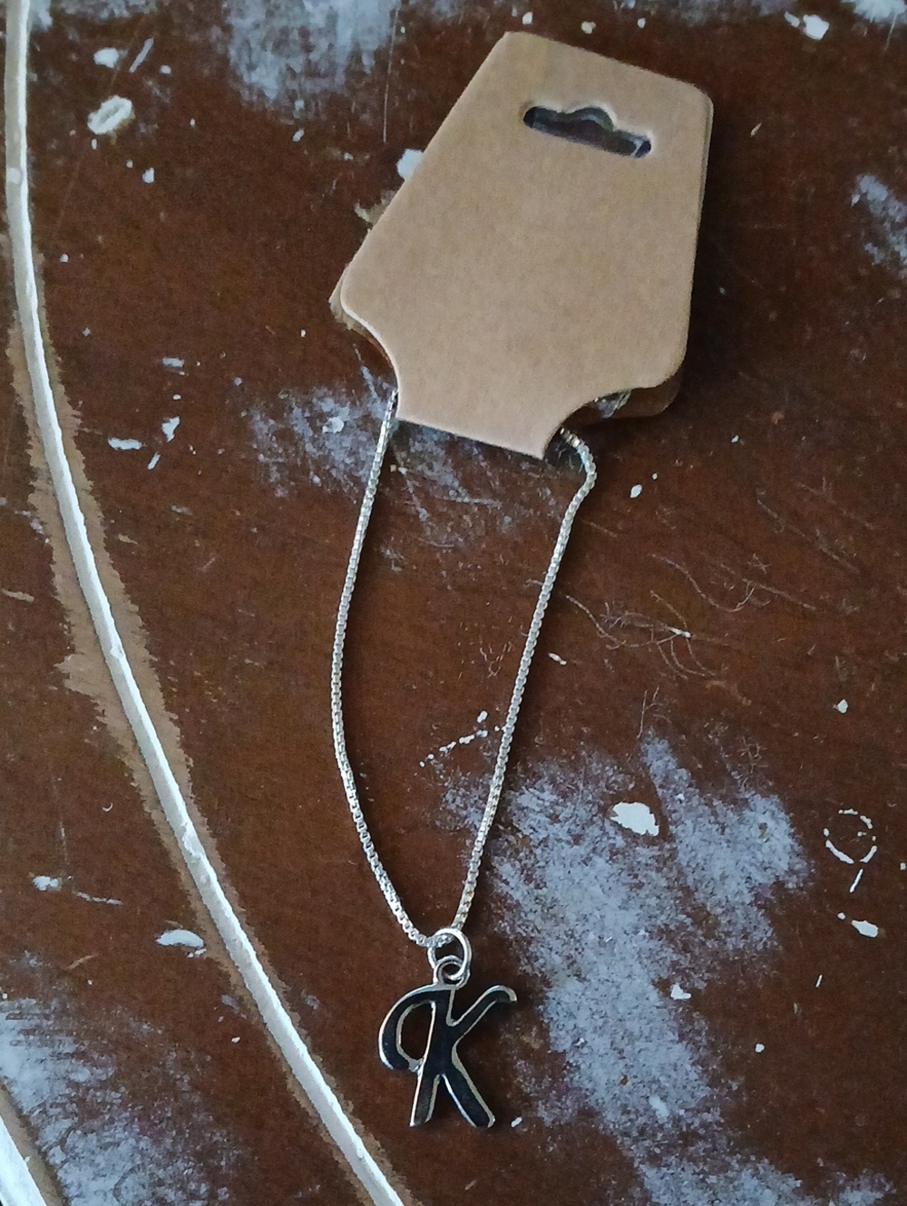 Silver Initial 'K' Pendant Necklace - Lobster Clasp Closure - NWT